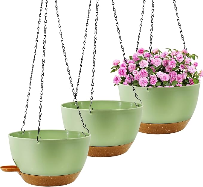 10 inch Hanging Planters for Indoor Plants, 3 Pack Self-Watering Hanging by Unknown