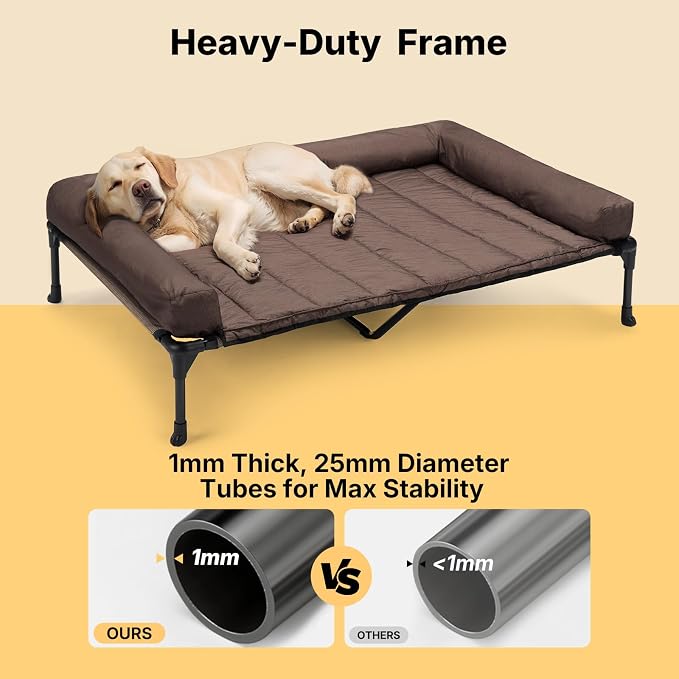 Veehoo Cooling Elevated Dog Bed Add Removable Waterproof Bolster Cushion Mat - Image 6