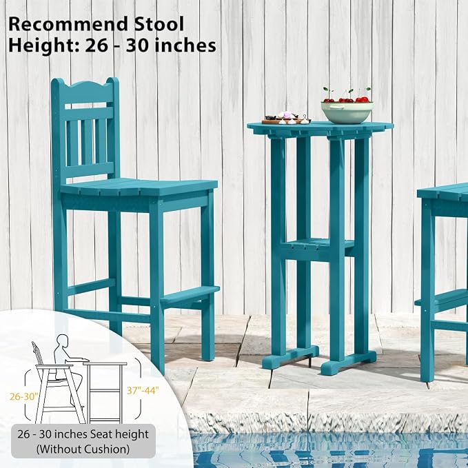 Sundale Outdoor 39 Inches Height Adirondack Bar Table, Patio HDPE Pub Height - Image 6