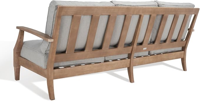 SAFAVIEH Outdoor Couture Collection Martinique Natural/Grey Solid Wood Patio - Image 7