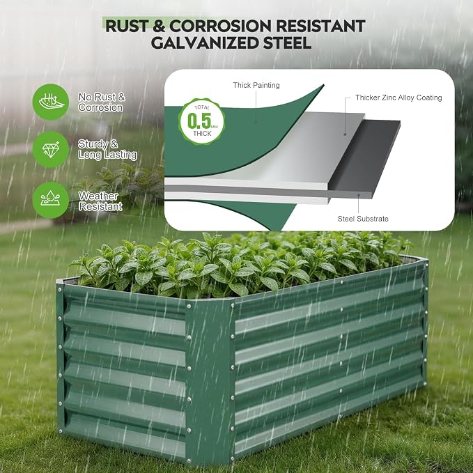 ZORMY 4×2×1.4ft Galvanized Raised Garden Bed Kit, Metal Planter Boxes Outdoor - Image 8