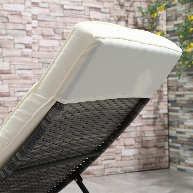 Outsunny Wicker Chaise Lounge Chair Outdoor PE Rattan Cushioned Patio Sun - Image 9