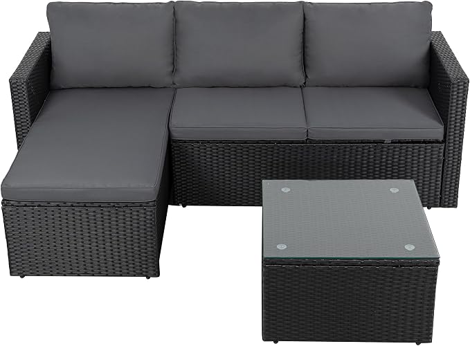 Shintenchi Outdoor Patio Furniture Sets, Small Outdoor Sofa Patio Sectional by Shintenchi