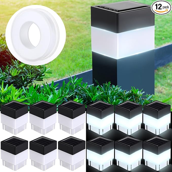 Hicarer 12 Pack Solar Fence Post Cap Lights 2in x 2in Solar Post Cap Fence by Hicarer
