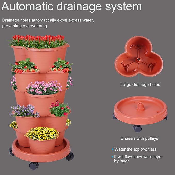 5-Tier Vertical Garden Tower Stackable Planter - Image 2