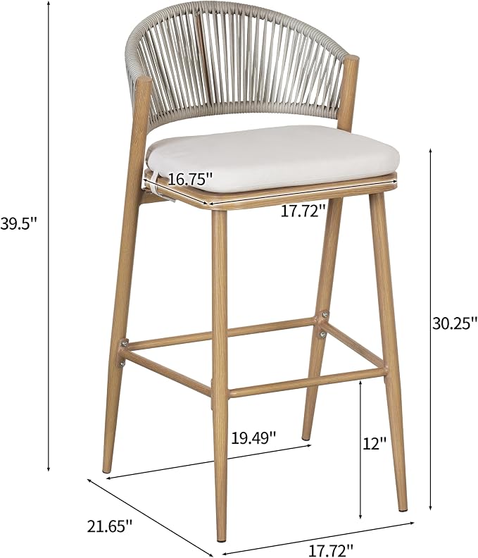 Christopher Knight Home Hearth 30.25" Patio Barstools Set of 2, Woven Wicker - Image 2