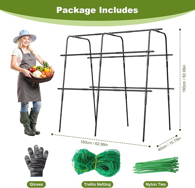 Cucumber Trellis for Raised Bed, 63 Inch A-Frame Garden Trellis for Climbing - Image 8