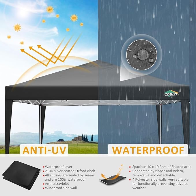 COBIZI 10x10 Pop Up Canopy Tent - Image 5