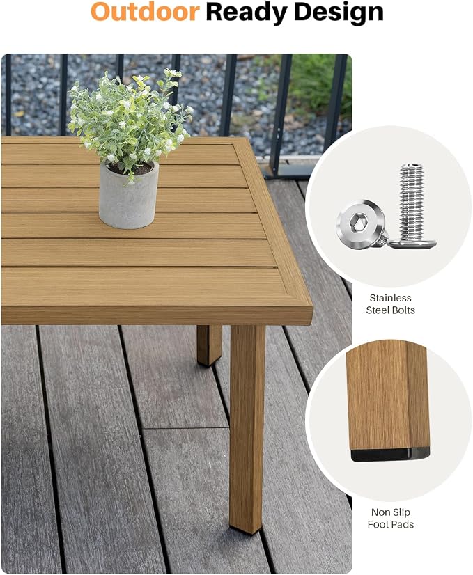 Patio Coffee Table, Never-Rust Aluminum Outdoor Coffee Table - Image 8