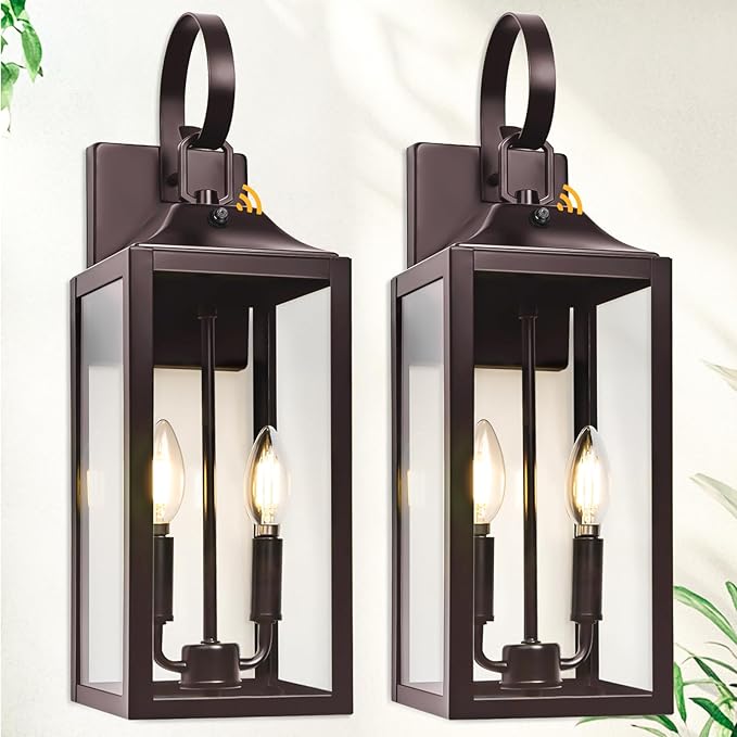 Oil Rubbed Bronze Dusk to Dawn Outdoor Wall Lighting, Industrial Porch Light by Yolsunes