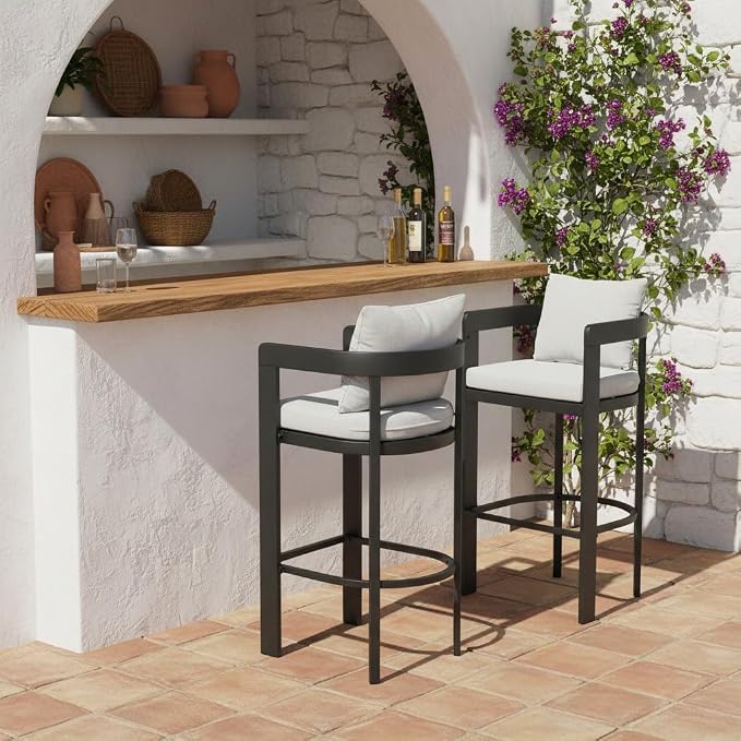 Christopher Knight Home Leona Outdoor Counter Height Bar Stools Set of 2 by ChristopherKnightHome