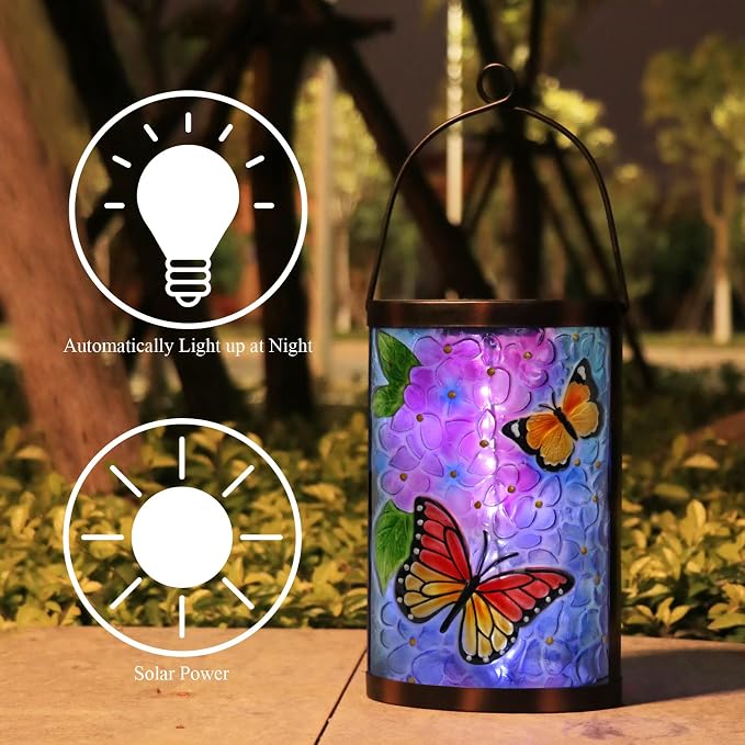 MUMTOP Hanging Solar Lantern Outdoor Waterproof LED Solar Lights Butterfly - Image 5