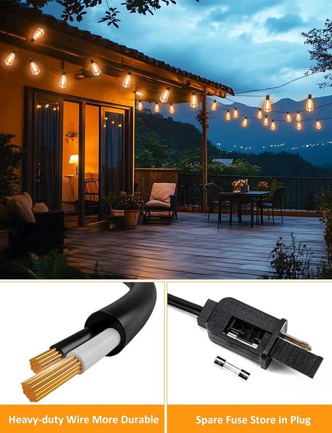 GHUSTAR 150FT LED Outdoor String Llights – Patio Lights Outdoor Waterproof - Image 5