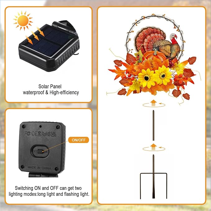 Solar Thanksgiving Turkey Outdoor Decor - Image 5