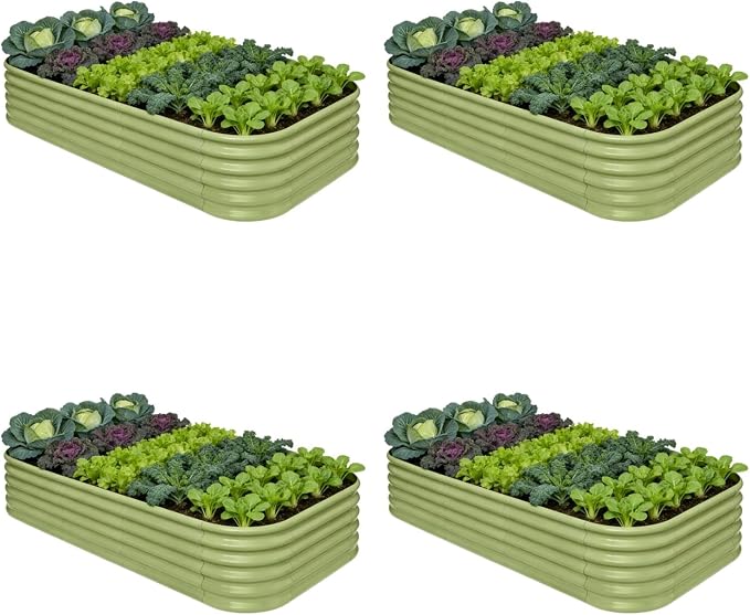 4-Pack Galvanized Raised Garden Bed 8x4x1.5 | 10x2x1.5 ft, Modular Raised by Annoell