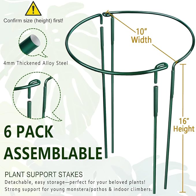 6 Pack Detachable & Assemblable Metal Plant Support Stakes - Image 2