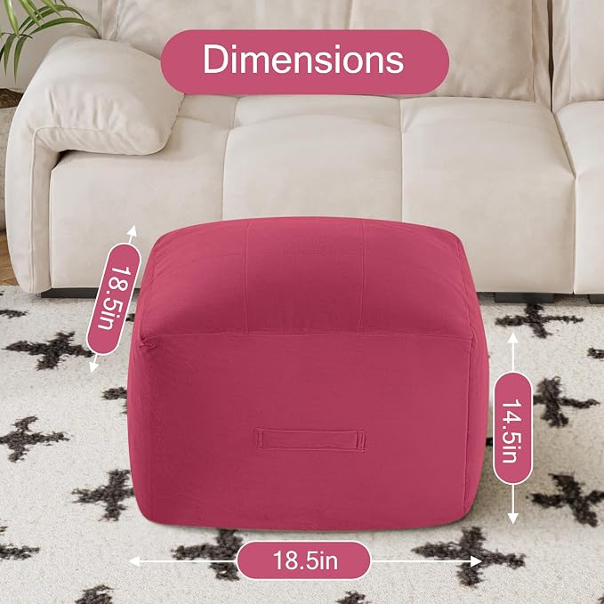 MeMoreCool Square Stuffed Pouf Ottoman Foot Rest, Floor Pouf Foot Stool - Image 2