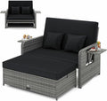 LDAILY Moccha Outdoor Daybed, Wicker Loveseat Sofa Set by LDAILY