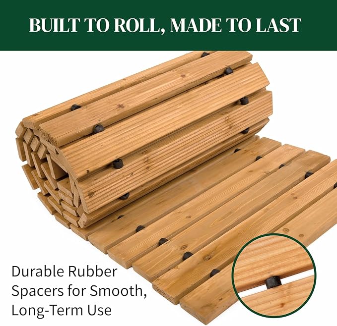 Plow & Hearth 8' Straight Outdoor Wooden Pathway | 17" Wide Rollout Outdoor - Image 3
