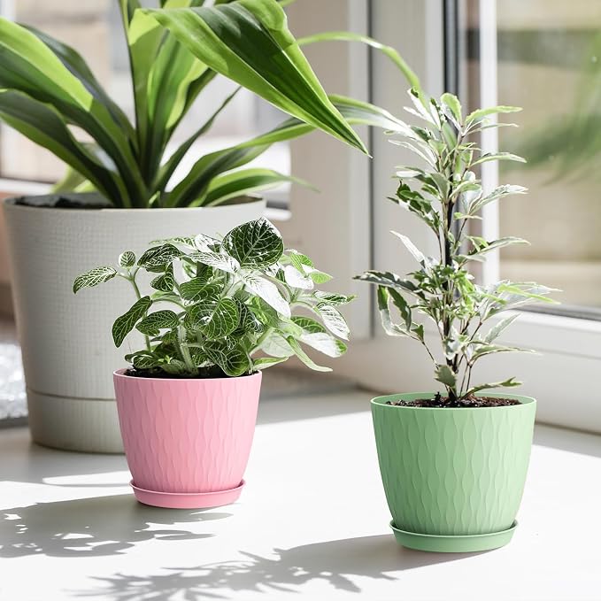 6 inch Flower Pots, 5 Pack Plant Pots - Image 7
