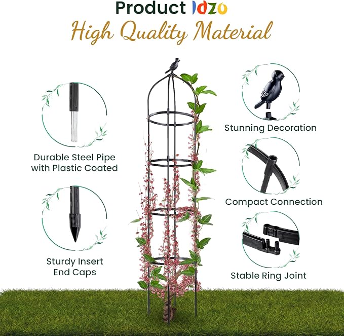 Idzo Plastic Obelisk Trellis for Climbing Plants Outdoor 5.8 Feet Tall - Image 2