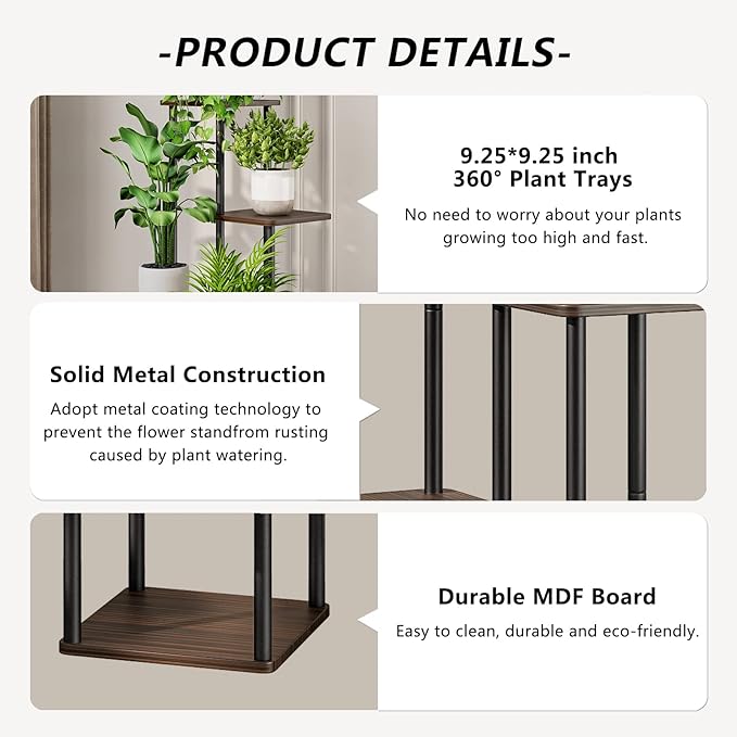 AZERPIAN Plant Stand 6 Tier Indoor Metal Flower Shelf - Image 5