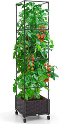 Giantex Raised Garden Bed with Tomato Cages, 67” Adjustable Height, Self by Giantex