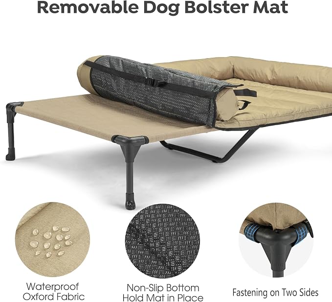 Veehoo Cooling Elevated Dog Bed Add Removable Waterproof Bolster Cushion Mat - Image 5