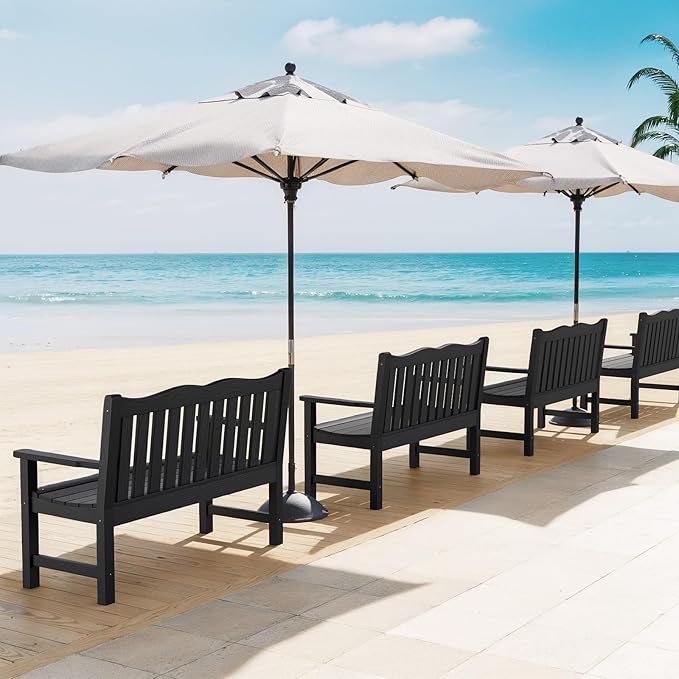 Stoog All-Weather Outdoor Bench & Chairs Set, 3-Piece Patio Furniture Set - Image 8