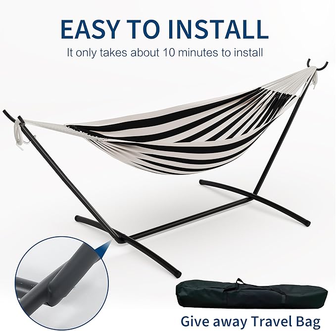 GAOMON Double Hammock with Stand, 450 lb Capacity, Adjustable Portable Hammock - Image 6