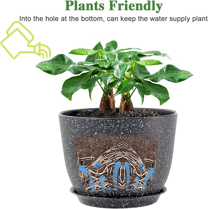 12inch Large Plant Pot, Modern Plastic Planter - Image 4