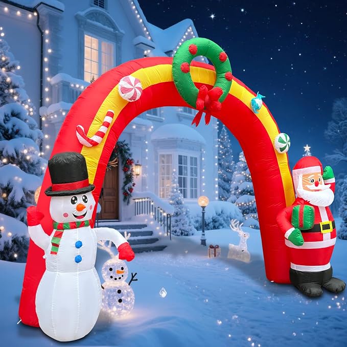 11.8 FT Christmas Inflatables Archway, Blow Up Santa Claus and Snowman - Image 5