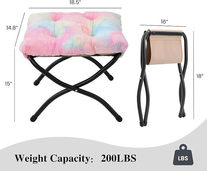 15" Folding Ottoman, Foldable Footrest Stool, Portable Small Foot Stool - Image 3