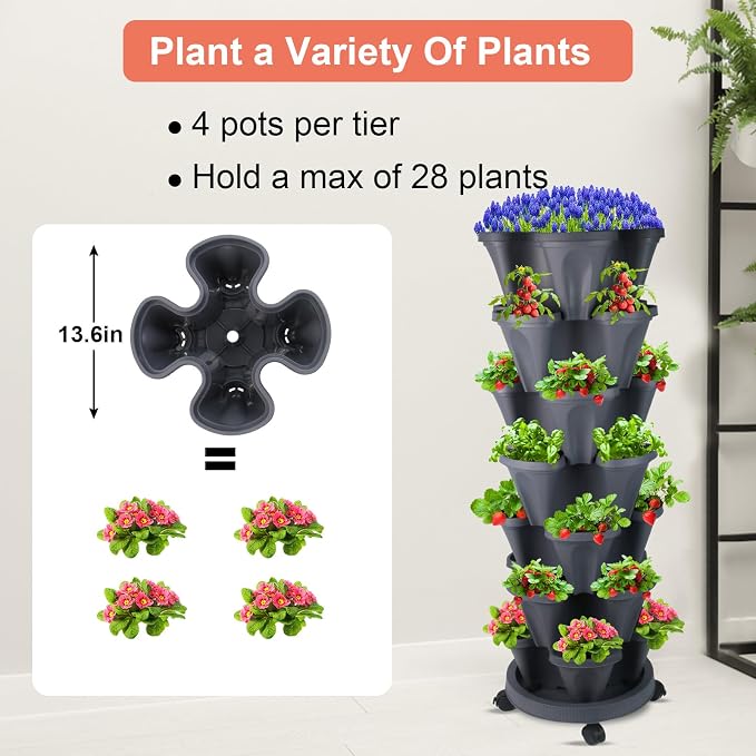 DUNCHATY Stackable Planter, Vertical Garden Planter - Image 3