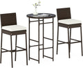 Tangkula 3 Piece Outdoor Bar Set, Patio Rattan Bar Height Heavy Duty Metal by TANGKULA