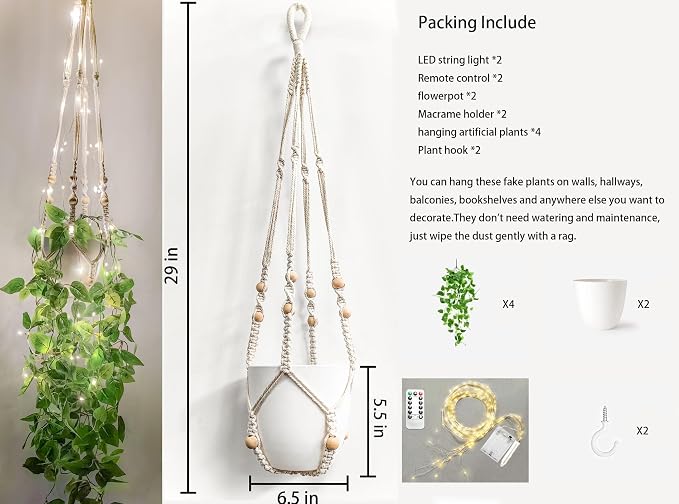 2 Packs Fake Hanging Plant - Image 3