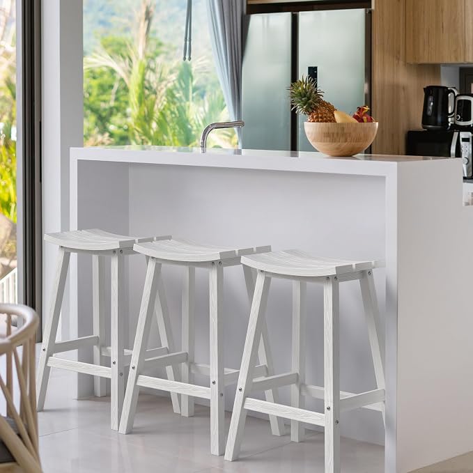Ciokea 6 Set 29" Outdoor Bar Stools Heavy Duty HDPE Outdoor Stools Weatherproof - Image 7