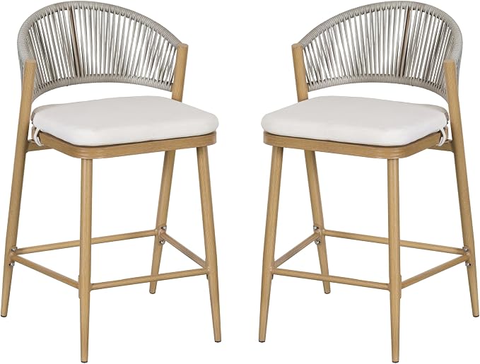 Christopher Knight Home Hearth 26.00" Patio Barstools Set of 2, Woven Wicker - Image 5
