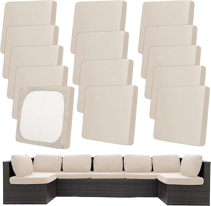 14Pcs Patio Cushion Covers, Outdoor Cushions Covers, Stretch Cushion Covers by Unknown