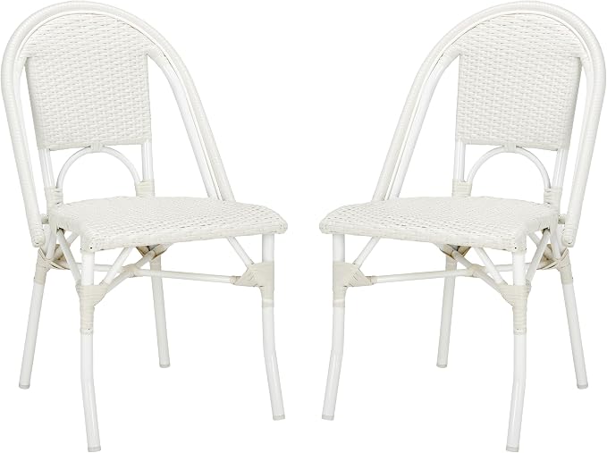 SAFAVIEH Outdoor Collection Torino White Parisian Bistro Chair Set of 2 - Image 3