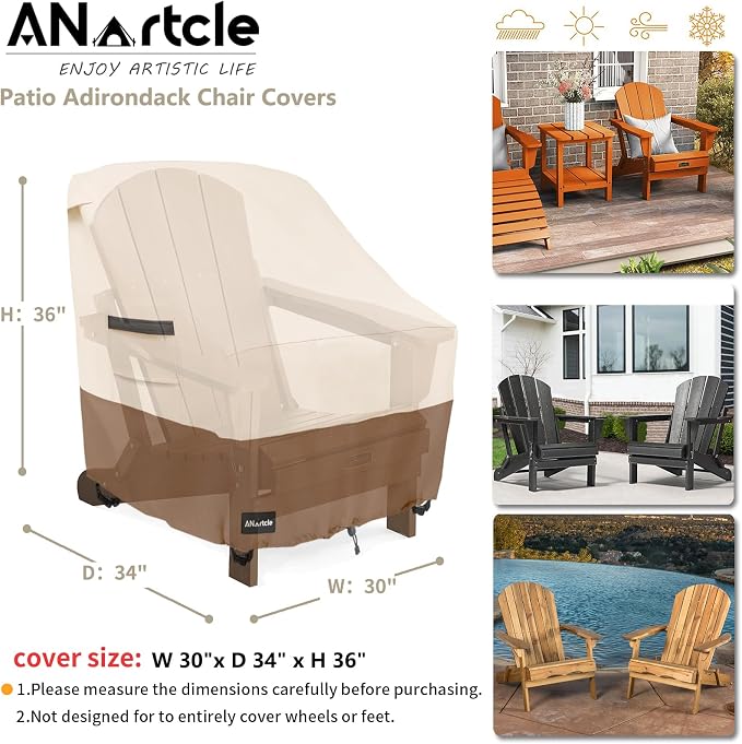 Patio Adirondack Chair Cover 2 Pack, 600D Waterproof Heavy Duty Outdoor Chair - Image 4