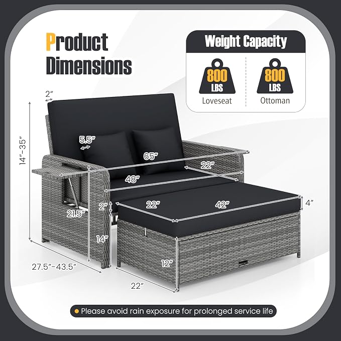 RELAX4LIFE Wicker Patio Outdoor Daybed - Image 3