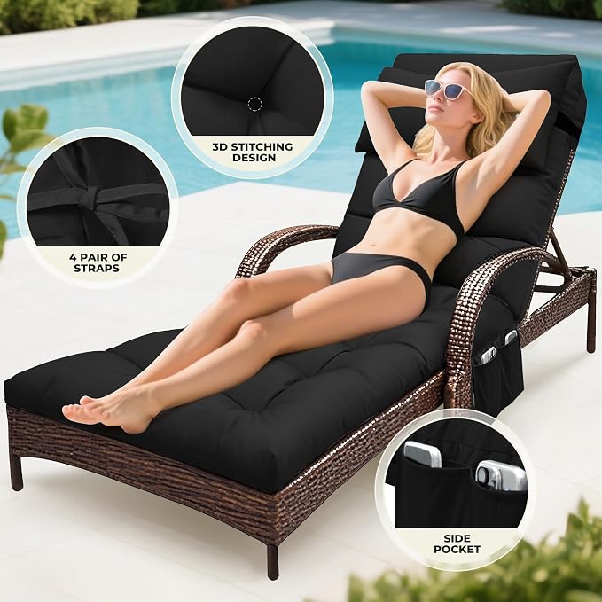 Outdoor Chaise Lounge Chair Cushion, Waterproof Outdoor Chair Cushions - Image 4