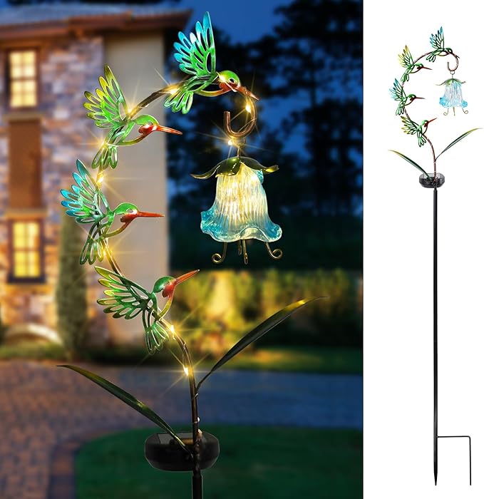 Bshine Solar Hummingbird Lights Outdoor Garden Decoration, Metal Stake by Bshine