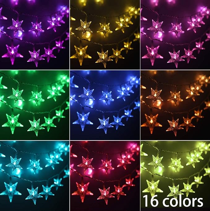 Minetom Star String Lights for Bedroom - 33 ft Plug-in Color Changing Star - Image 2