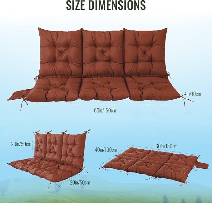 NACATIN 3 Seat Cushion for Outdoor Swing - Image 3