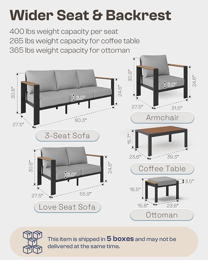 Aluminum Outdoor Patio Furniture Set - Image 7