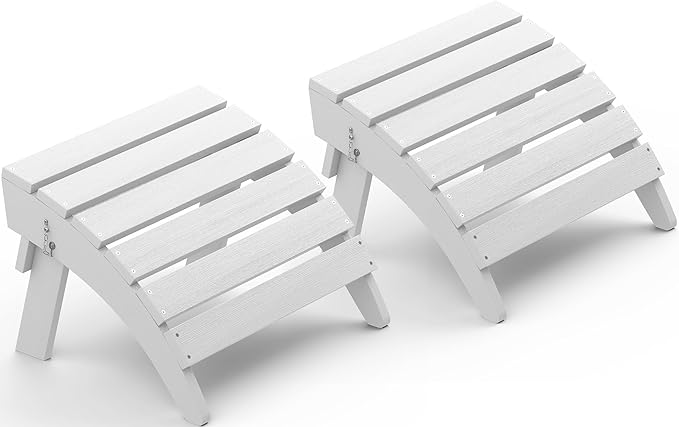 SERWALL Folding Adirondack Ottoman Set of 2, No-Assembly Outdoor Footstool by SERWALL