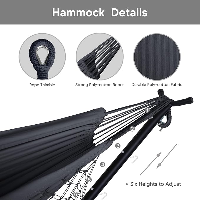 SUNCREAT 2-in-1 Hammocks Convertible Portable Double Hammock - Image 4
