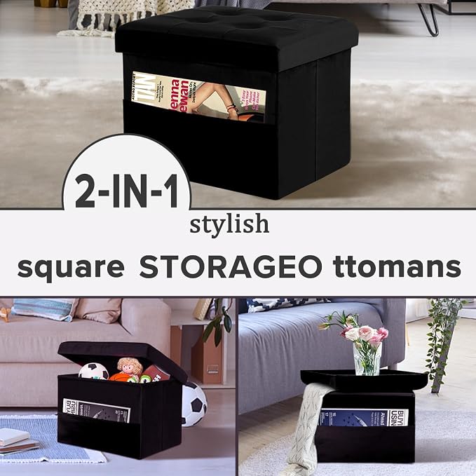 LINMAGCO Storage Ottoman Folding Foot Stool Foot Rest - Image 7